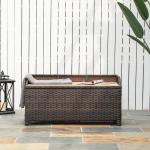 Mixed Brown Rattan Outdoor Storage Bench