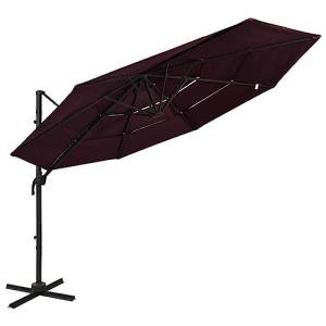 Bordeaux Red 4-Tier Outdoor Parasol with Aluminium Pole