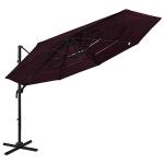 Bordeaux Red 4-Tier Outdoor Parasol with Aluminium Pole