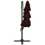 Bordeaux Red 4-Tier Outdoor Parasol with Aluminium Pole