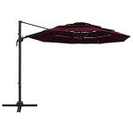 Bordeaux Red 4-Tier Outdoor Parasol with Aluminium Pole
