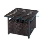 Outdoor Wicker Side Table with Umbrella Hole