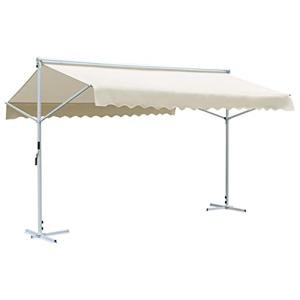 Cream 4x3m Waterproof Patio Umbrella with Steel Frame