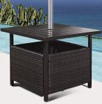 Outdoor Wicker Side Table with Umbrella Hole