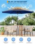 9FT Navy Blue Patio Umbrella with Tilt & Crank