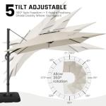 10ft Cantilever Umbrella with 360° Rotation, Beige