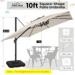 10ft Cantilever Umbrella with 360° Rotation, Beige