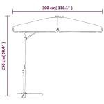 ZEYUAN 300 cm Beach Parasol with Steel Pole