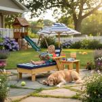 Waterproof Dog Bed Set with Canopy & Table