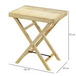 Outsunny Natural Wooden Outdoor Side Table 68x44cm