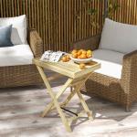 Outsunny Natural Wooden Outdoor Side Table 68x44cm
