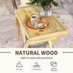 Outsunny Natural Wooden Outdoor Side Table 68x44cm