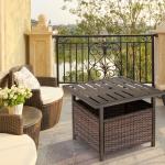 Outsunny Rattan Coffee Table with Umbrella Hole