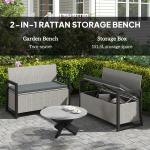 Outsunny Rattan Garden Storage Bench with Inner Bag