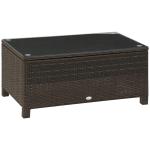 Outsunny Rattan Side Table with Glass Top