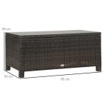 Outsunny Rattan Side Table with Glass Top