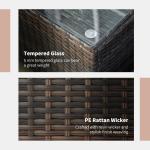 Outsunny Rattan Side Table with Glass Top