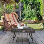 Outsunny Grey Foldable Rattan Coffee Table