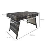Outsunny Grey Foldable Rattan Coffee Table