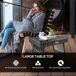 Outsunny Grey Foldable Rattan Coffee Table