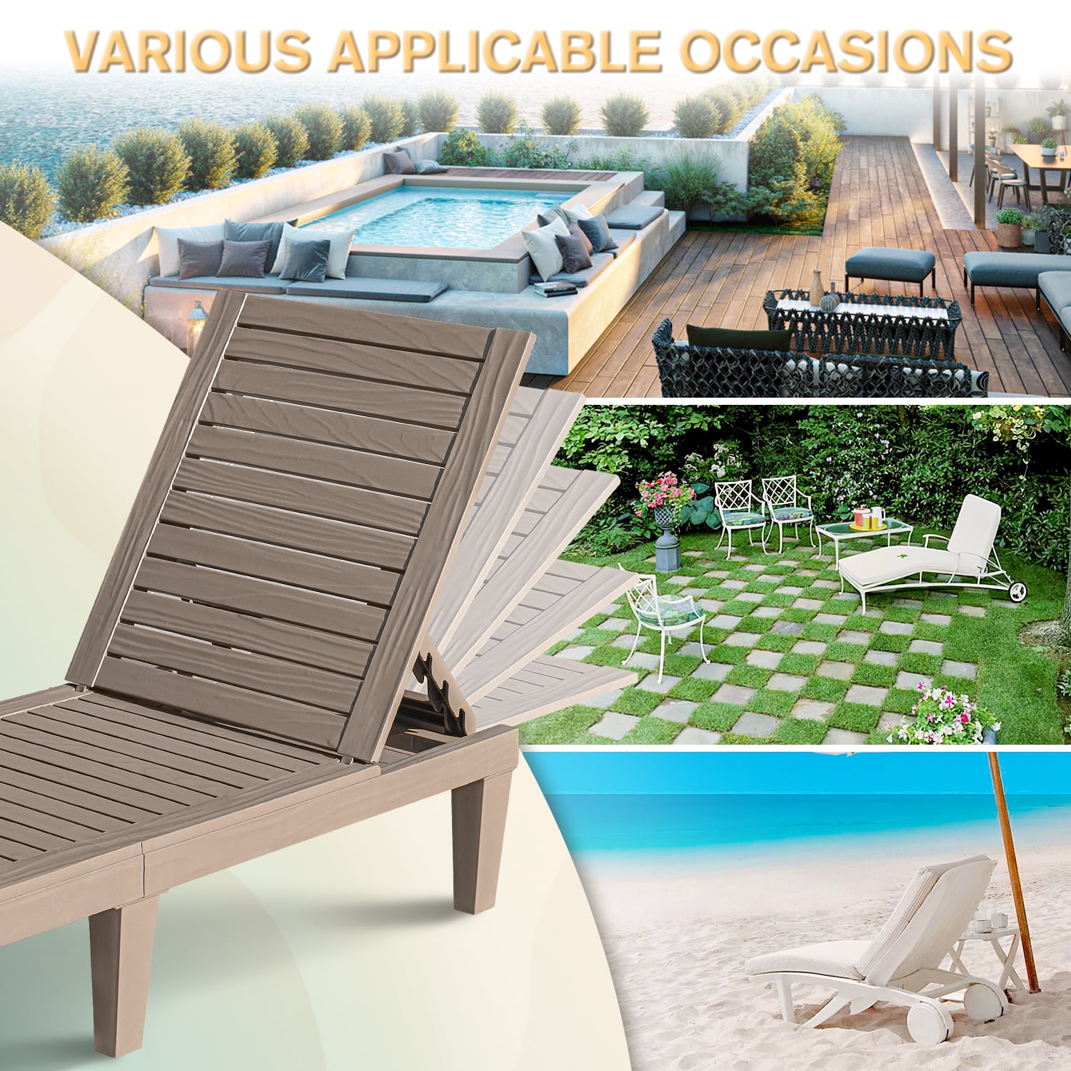 Vineego Set of 2 Outdoor Chaise Lounge Chairs