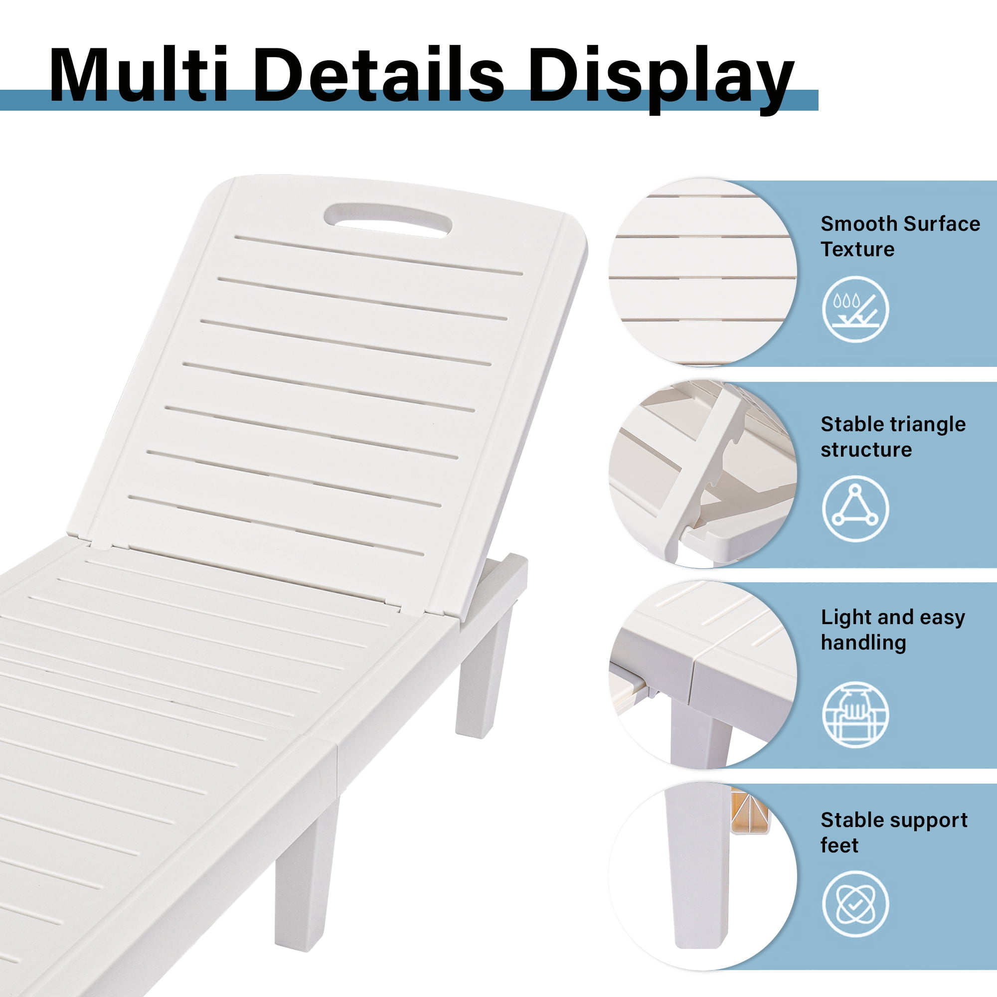 Set of 2 Patio Lounge Chairs with Side Table