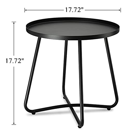 danpinera Small Round Steel Outdoor Side Table Black