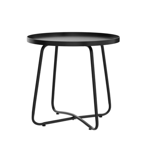 danpinera Small Round Steel Outdoor Side Table Black