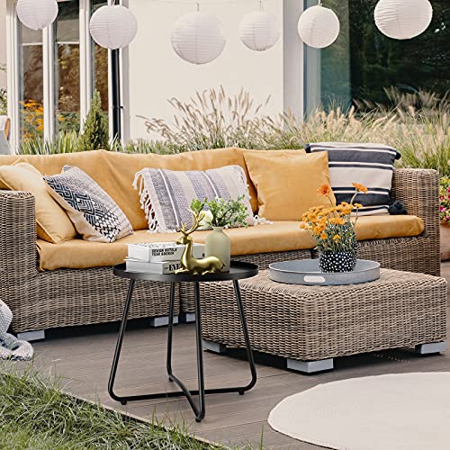 danpinera Small Round Steel Outdoor Side Table Black