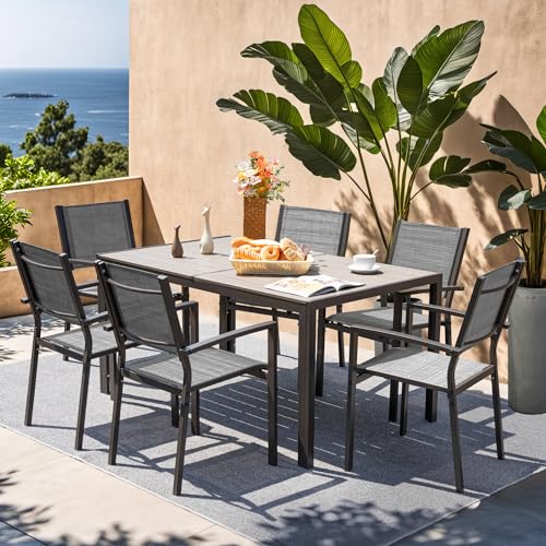 Set of 6 Stackable Patio Dining Chairs in Grey