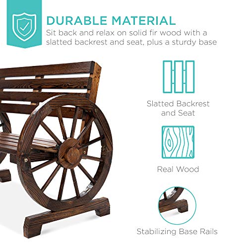 Wooden Wagon Wheel Bench for Patio & Garden