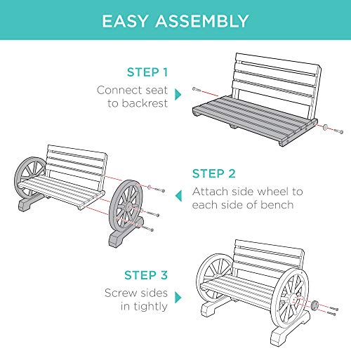 Wooden Wagon Wheel Bench for Patio & Garden