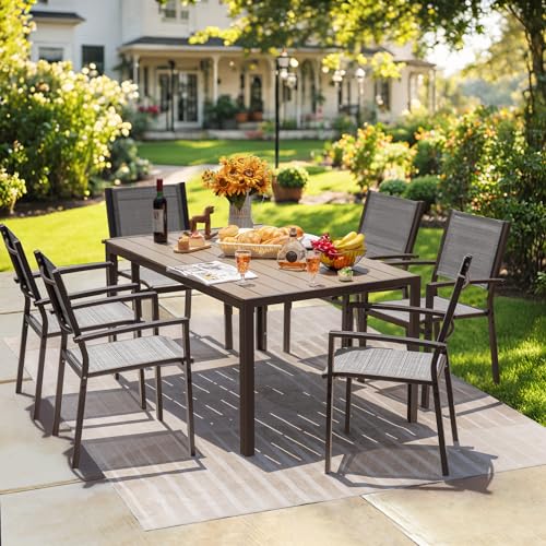 Set of 6 Stackable Patio Dining Chairs in Grey