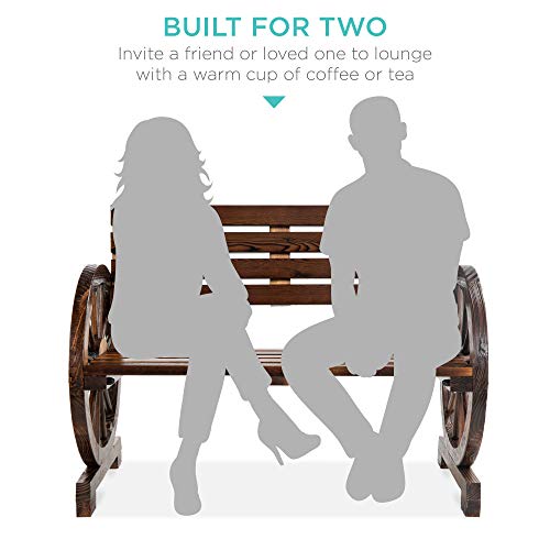 Wooden Wagon Wheel Bench for Patio & Garden