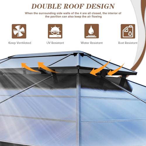 EROMMY 10' x 13' Outdoor Aluminum Gazebo Pavilion