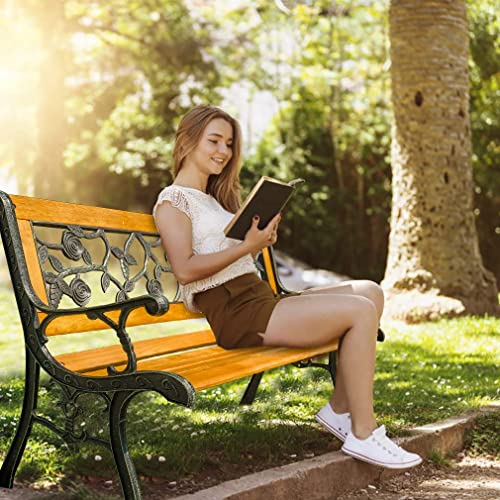 FDW Hardwood Cast Iron Garden Love Seat