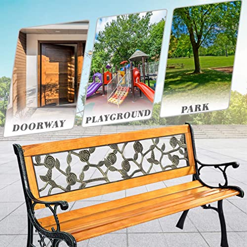 FDW Hardwood Cast Iron Garden Love Seat