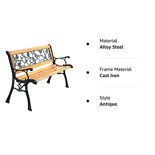 FDW Hardwood Cast Iron Garden Love Seat