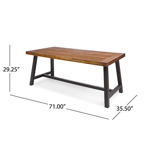 Carlisle Outdoor Dining Table with Iron Legs, Sandblast Finish