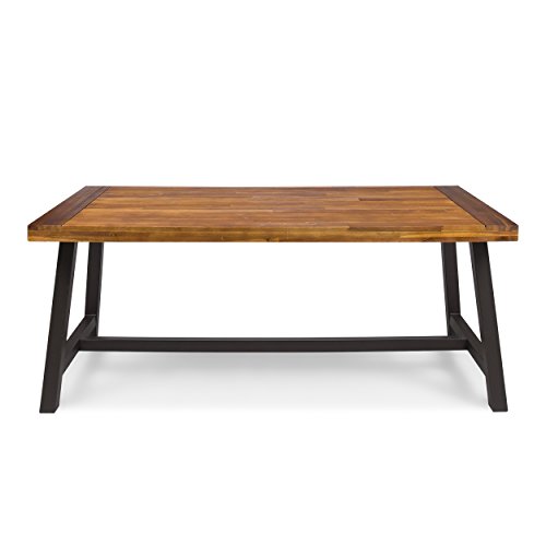 Carlisle Outdoor Dining Table with Iron Legs, Sandblast Finish