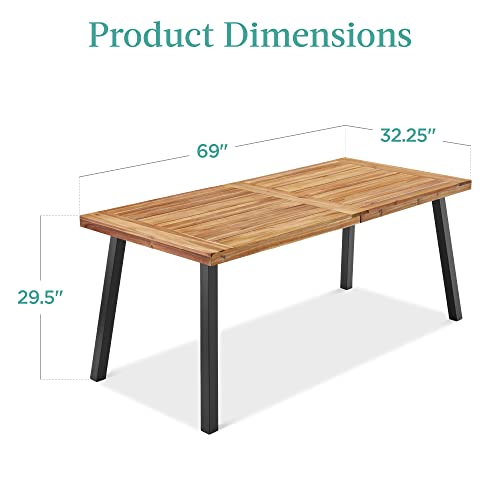 6-Person Acacia Wood Dining Picnic Table - Natural Finish