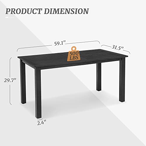 6-Person Weather-Resistant Outdoor Dining Table: Black