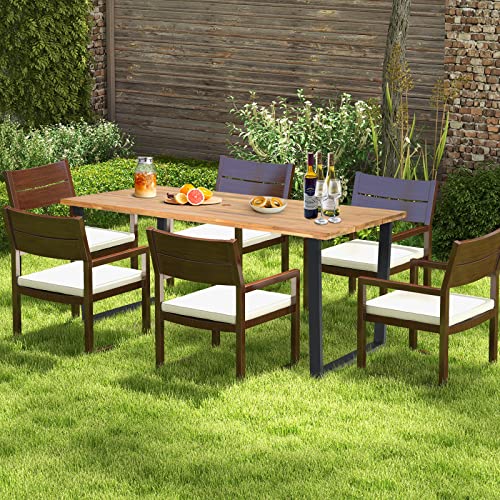 Acacia Wood Patio Dining Table with Umbrella Hole