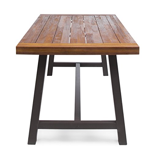 Carlisle Outdoor Dining Table with Iron Legs, Sandblast Finish