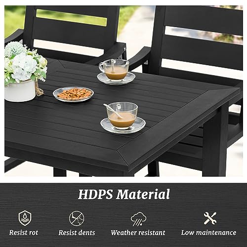6-Person Weather-Resistant Outdoor Dining Table: Black