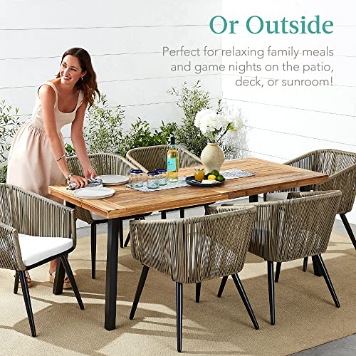 6-Person Acacia Wood Dining Picnic Table - Natural Finish