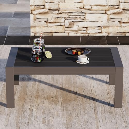Aluminum All-Weather Outdoor Coffee Table, Dark Grey