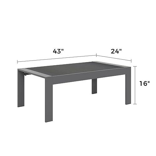 Aluminum All-Weather Outdoor Coffee Table, Dark Grey