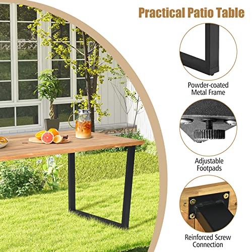 Acacia Wood Patio Dining Table with Umbrella Hole