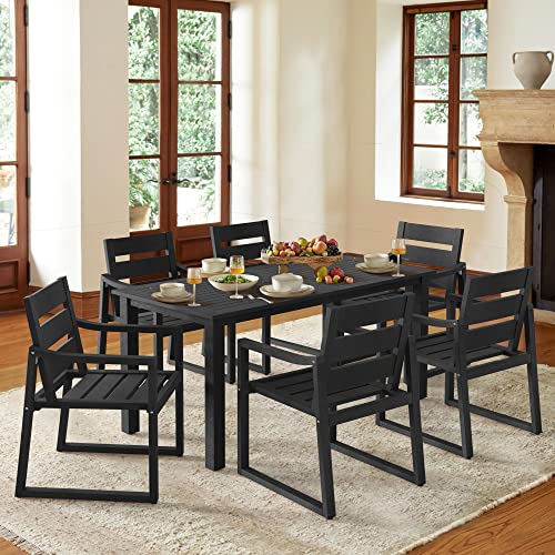 6-Person Weather-Resistant Outdoor Dining Table: Black